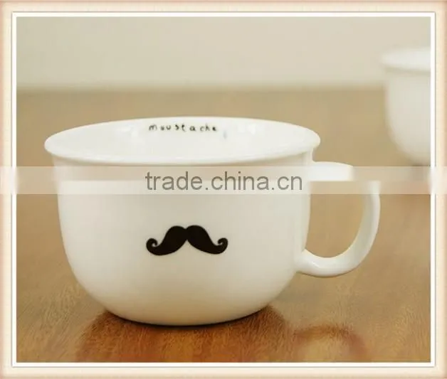 ceramic colorful soup bowl with black rim bowl