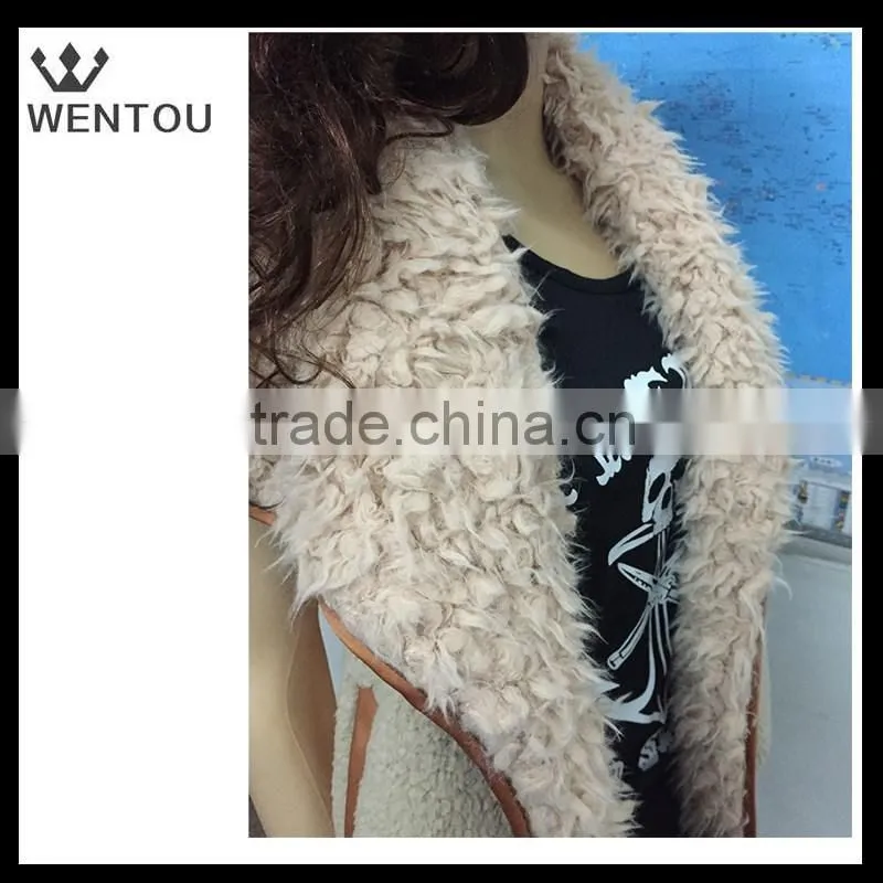 Ladies Fur Leather Trim Monogram Fur Vest