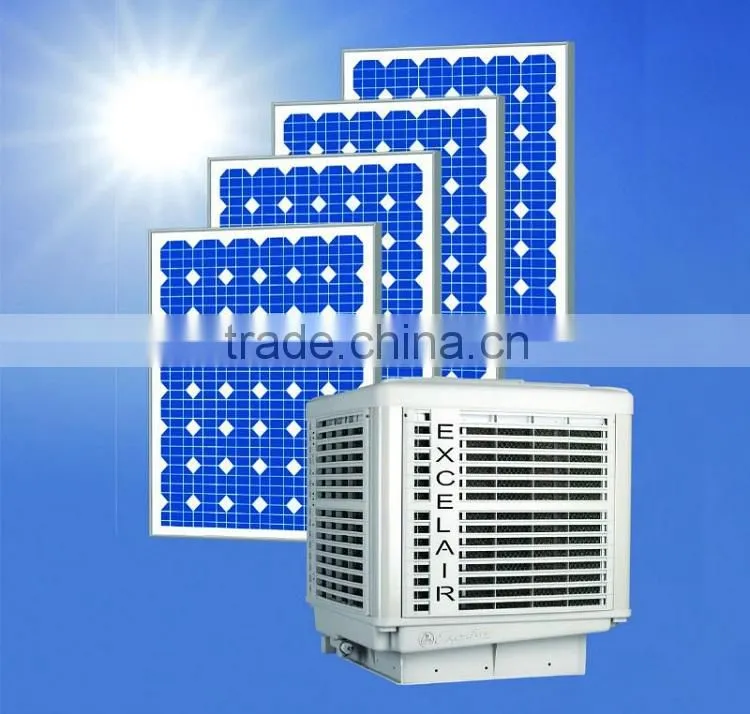 Solar evaporative cooler for industrial air cooling in energy-saving
