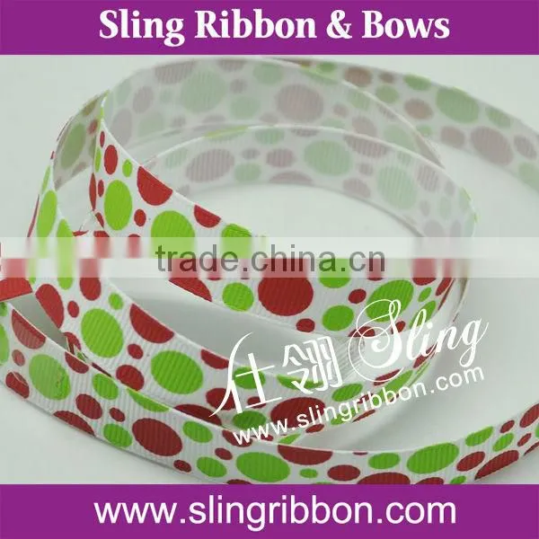 25 Yards Polka Dot Polyester Satin and Grosgrain Ribbon For Retail