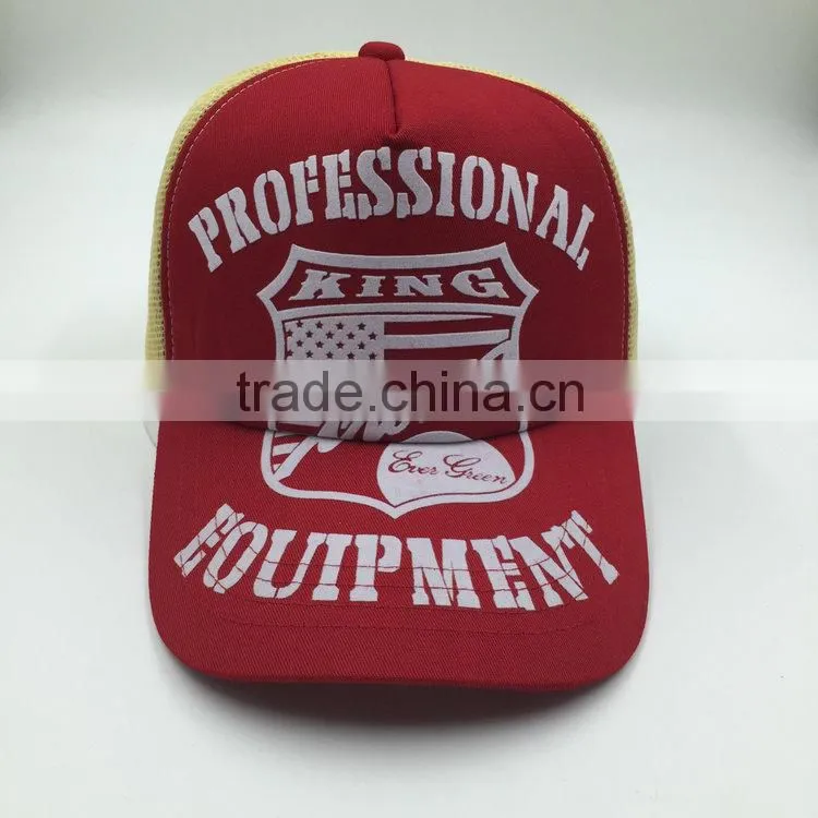 cutomized fashion rubber print 5 panel trucker mesh cap