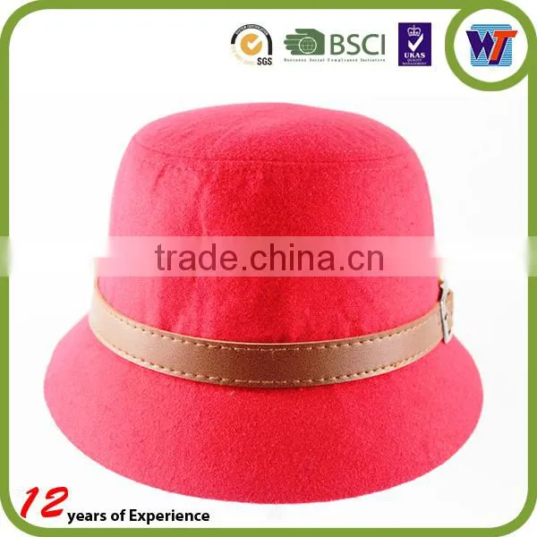 2015 High Quality Women Fashion Cap Custom Wool Felt Hats With Fur Buckle