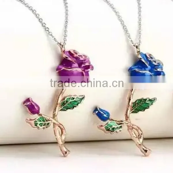 Valentine's Day gift 925 sterling silver rose flower design necklace foer women