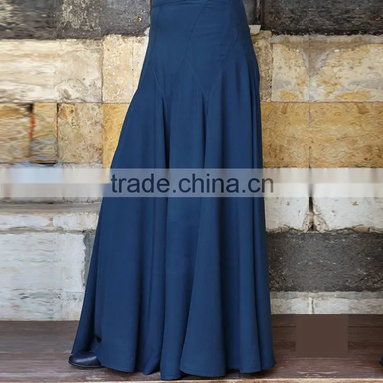 Oem supplier traditional wear wider elastic waist swing style long skirt for muslim women