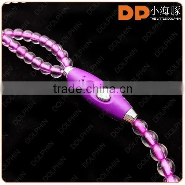 Fashion design selling bead eearphones necklace headphone with mic for woman gift