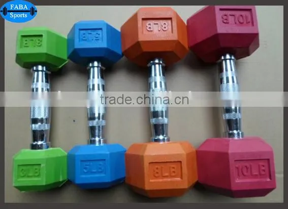 Premium quality fitness rubber coated Hex Dumbell