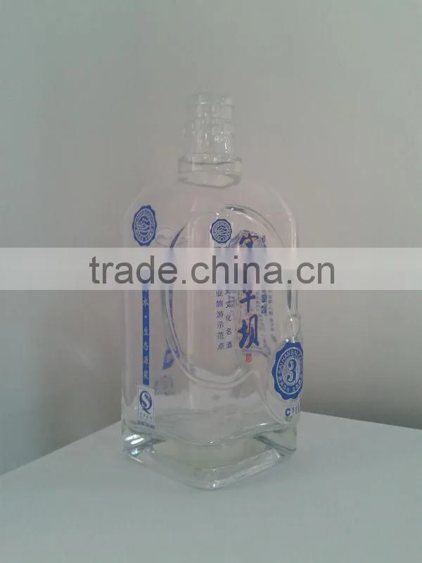Hot Stamping Extra Flint Whiskey Glass Bottle Made in China