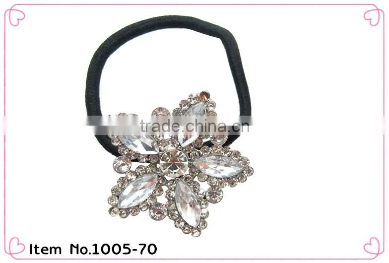 crystal with pearls Metal Free hair elastic band ponytail holder