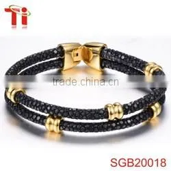 fashion genuine stingray leather bracelet 2 cord mens dragon stainless steel silver custom jewelry allibaba com wholesale bangle