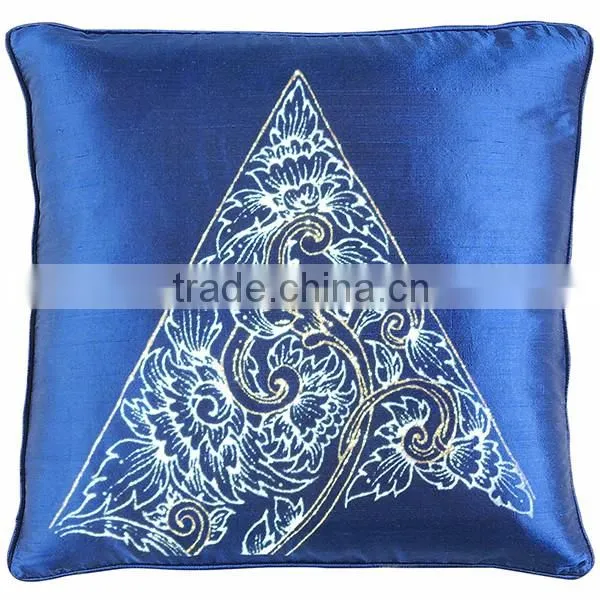 Pillow Case Cushion Covers Silk Art Fabric Painted TRIANGLE painting THAILAND FLOWERS