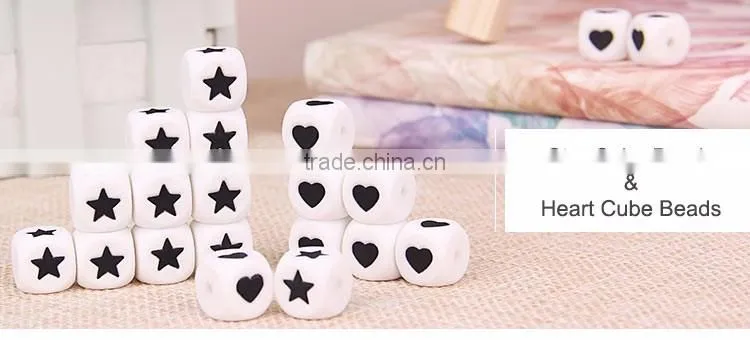 latest design beads necklace star silicone bead heart shape bead baby teething