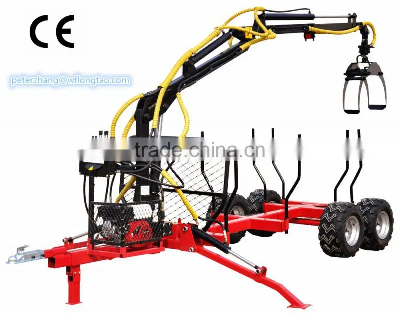 Top quality! log trailers with grapple/ log loader trailer with crane