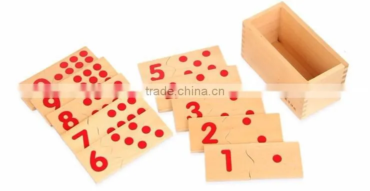 Wooden dominos Baby Early Childhood Education Montessori Number and Counter Match-up Puzzle