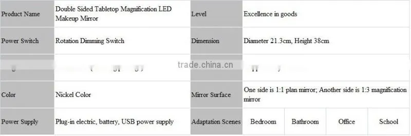 Battery Operated Desktop Two Sides Illuminated LED Cosmetic Makeup Mirror
