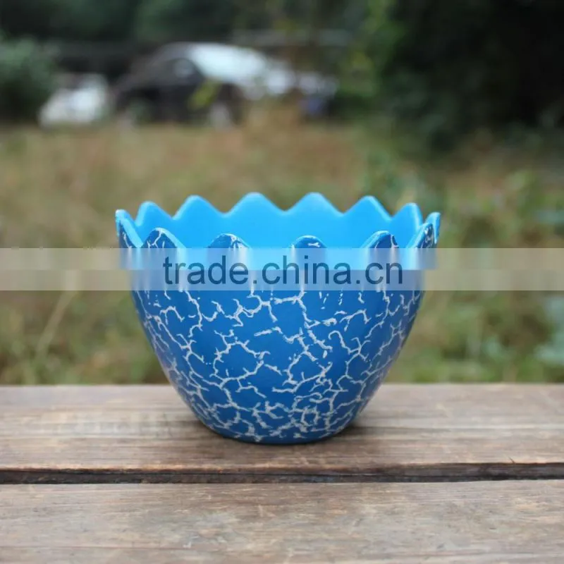 New design printing crack eggshell shape colorful ceramic planter