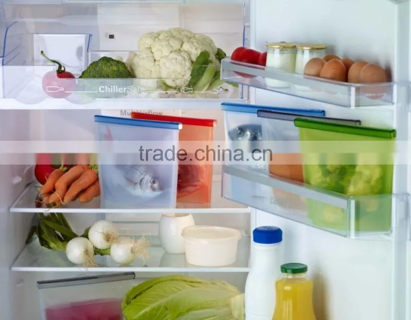 Fresh vegetable bag silicone food bag with zipper food freezer bag