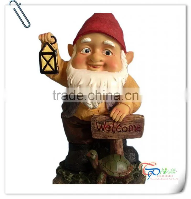 Popular cute resin elf with rabbit and frog garden statues