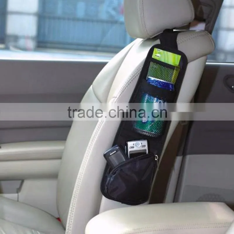 Black Nylon Auto Car Seat Chair Side Bag Hanging Organizer Storage