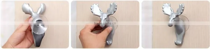 Wholesale Stock Deer Shaped Resin Decorate Sucker Wall Hook