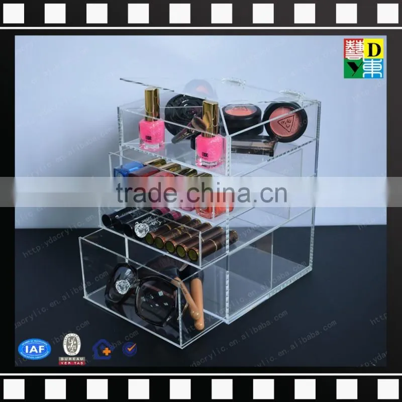 2016 Factory Price Acrylic Cosmetic Case/Acrylic Storage Box/Customized 4 tiers makeup organizer