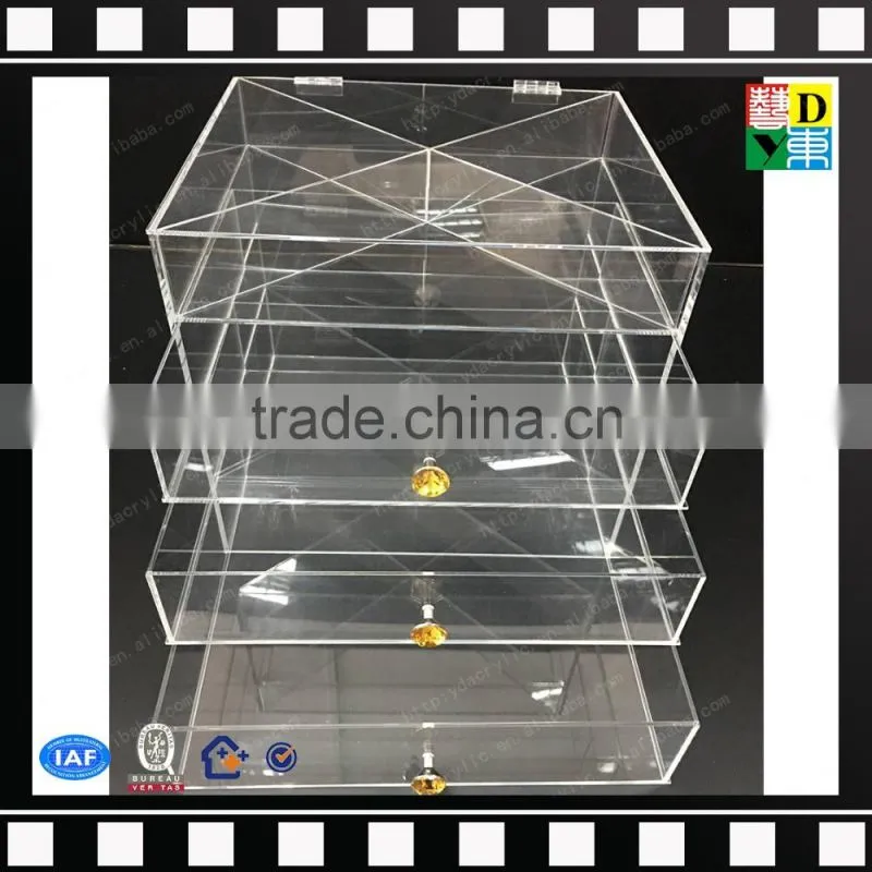 2016 Handmade Acrylic Makeup Organizer ,plexiglass display box,luite drawer box