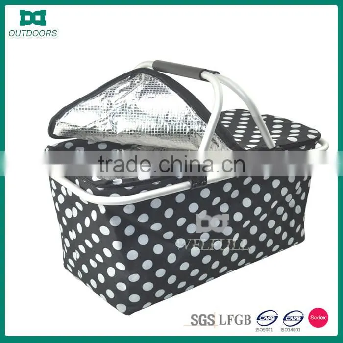 Heavy duty basket insulated picnic cooler bag