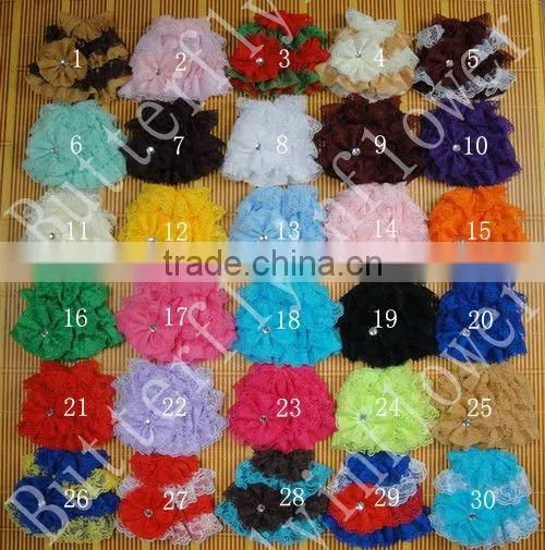 fashion silk baby auqa lace hat with lace flower baby cap