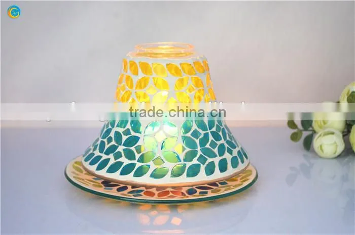 Color Mosaic Candle Holder with Iron Art