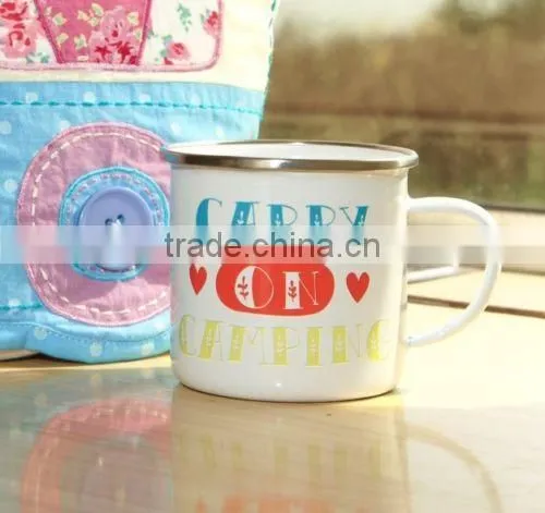 Hot sale powder coated enamel camping mug