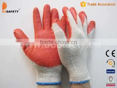 DDsafety 2017 Knitted Cotton Gloves With Latex Glove Safety Gloves