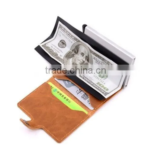 Aluminum PU Leather ID Credit Card RFID Protector Holder Case Purse Wallet