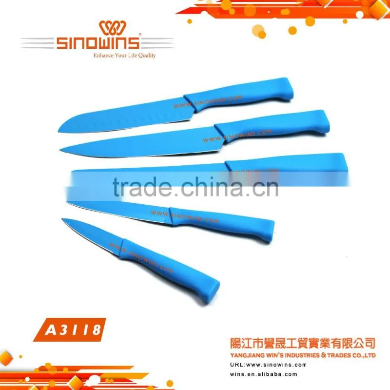 A3118 Practical 5pcs Stainless Steel Knife Set with Non-stick coating
