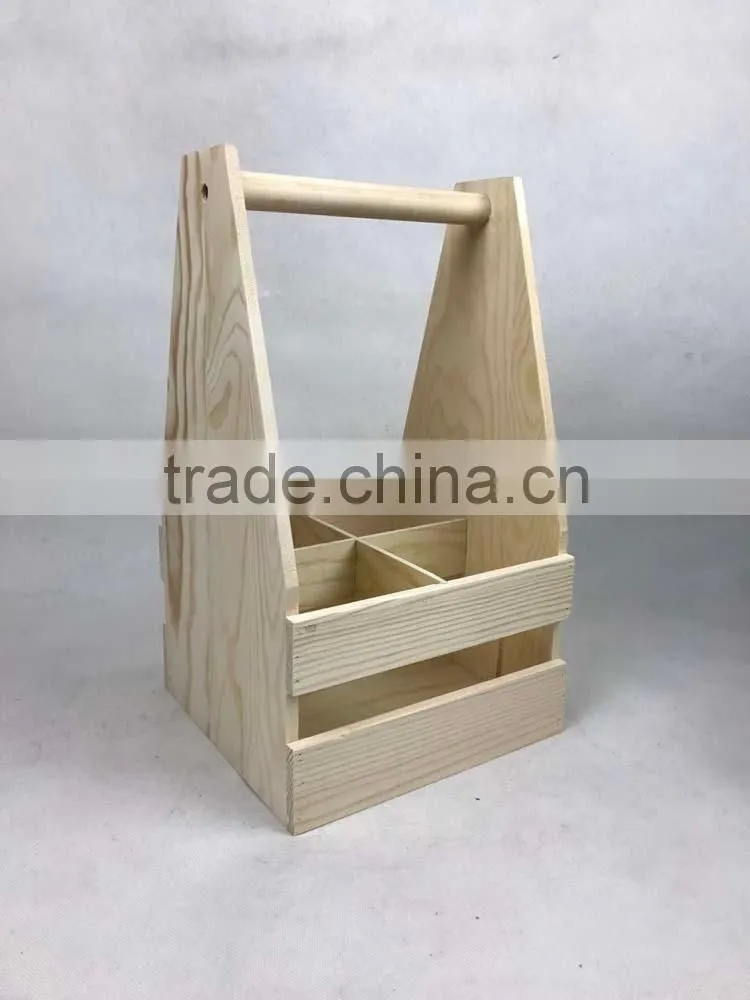 Portable removable beer wine bottle wooden crate