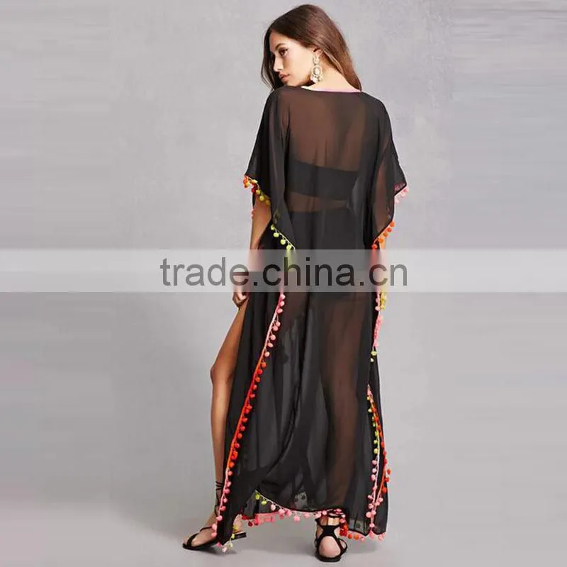2017 Latest V Neckling Lace Up Short Dolman Sleeves Summer Dress Kaftan HSm9123