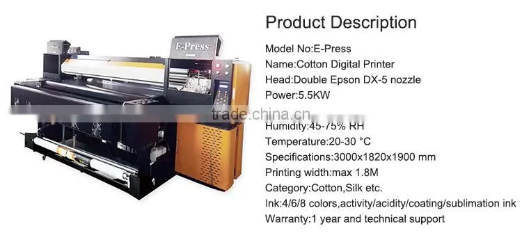 China automatic large format digital fabric printer directly on cloth printing machine