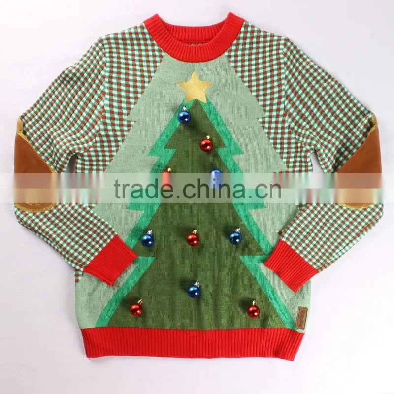 Christmas tree design for unisex oem knitting sweater wholesale ugly christmas sweaters