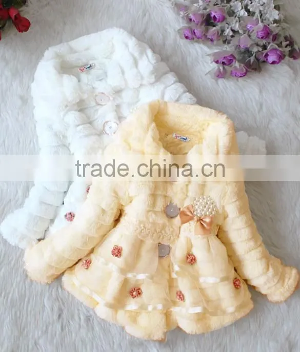 Children's Girls Elegant Baby Faux Fur Fleece Lined kid Coat 18908