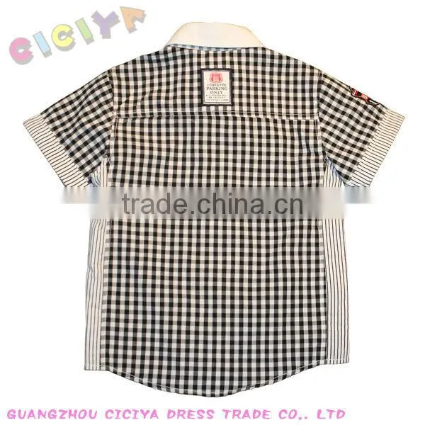 Custom child boys shirt summer check designs small boys stylish shirt