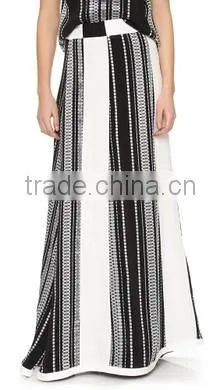 2016 fashion women stripe skirt long maxi skirt jacquard weave ladies'skirt OEM