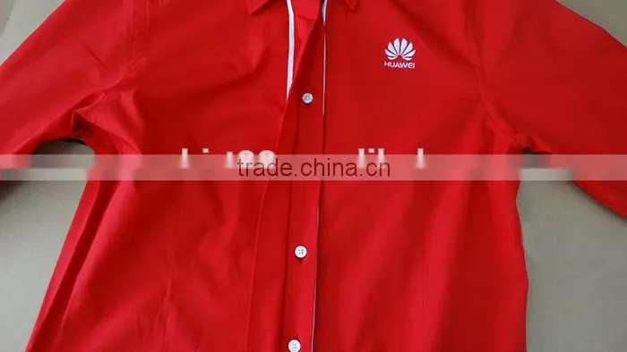 2016 custom Huawei logo men red color uniform , men work shirt
