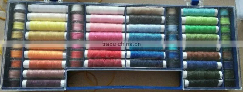 5pcs plastic tube of colorful polyester thread blister on card