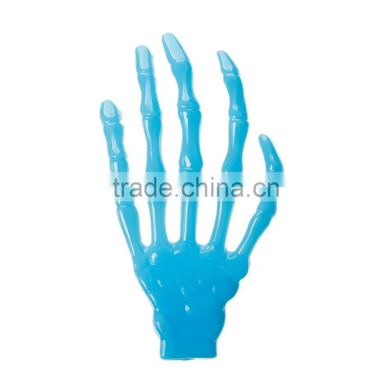 Plastic Cabochon Skull Hand Halloween Ornaments Blue 7.5cm x 4cm,30PCs