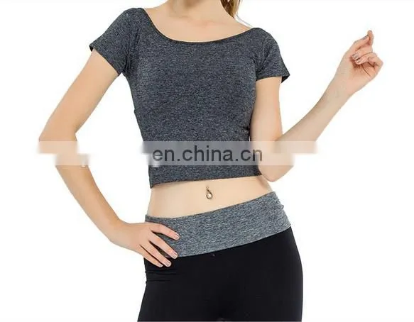 High Quality New Style Cotton Spandex Custom Fabric Womens Slim Fit Crop Top Tshirts