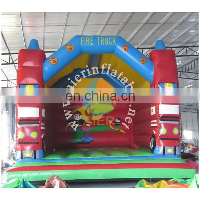 Outdoor inflatable bouncy castle fire truck commercial inflatable castles for sale