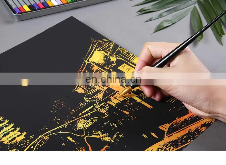 2017 new gift mini scratch off bight city coating poster with scratch pen