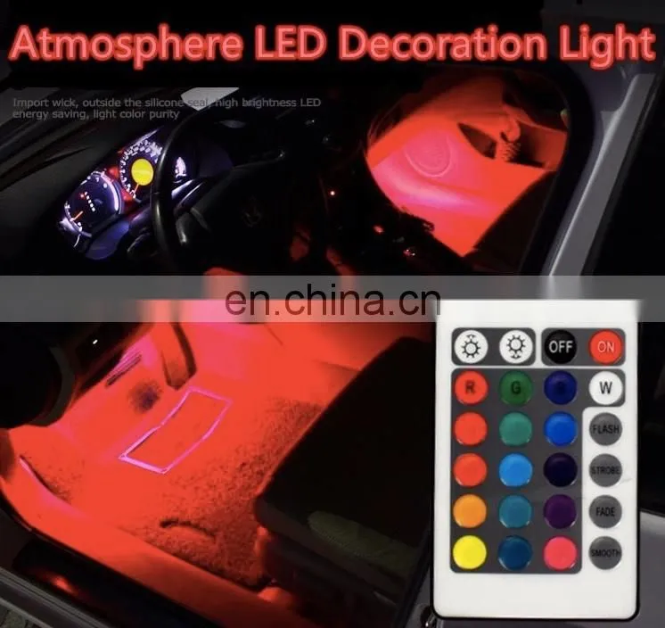 Car styling Wireless Remote/Music/Voice Control Interior Floor Foot Decoration Light Cigarette LED Atmosphere RGB