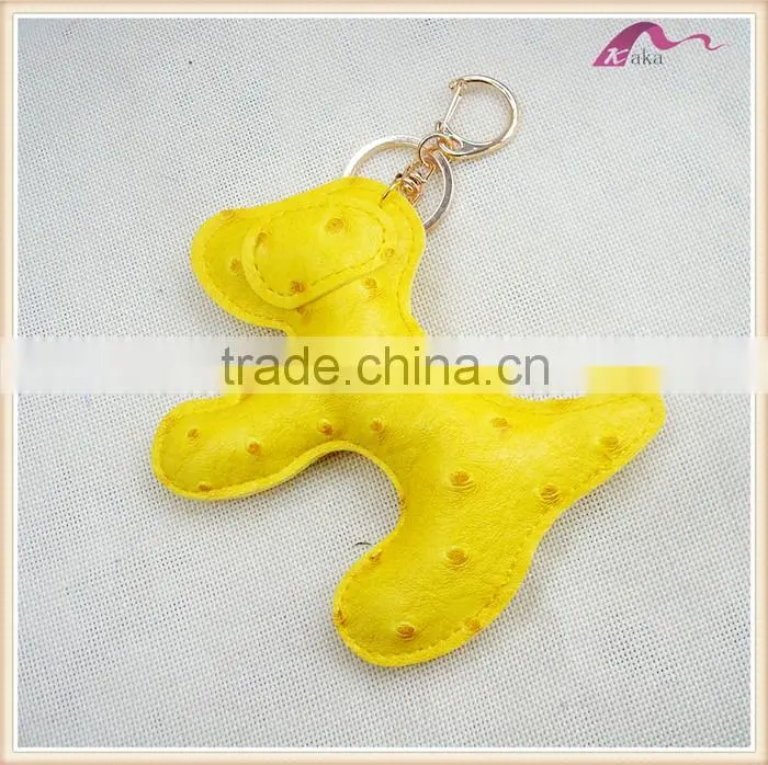 Customized Funny Handmade Leather Dog Keychain Ring