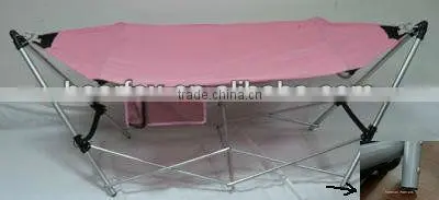 net fabric folding bed with steel tube stand