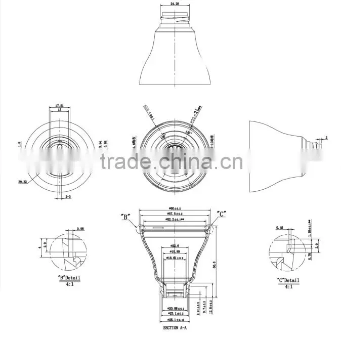 5W E27 LED Bulb A60 LED Heatsink