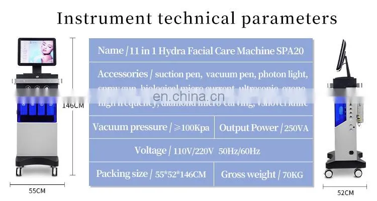 11 in 1 Hydra dermabrasion aqua peel Facial Deep Cleaning microdermabrasion instrument Water Oxygen Face lifting beauty Device